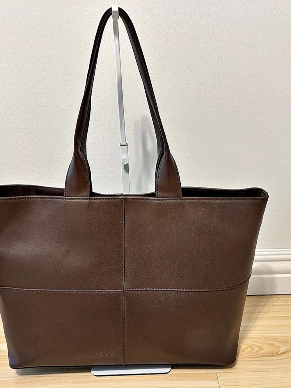 Matt & Nat Dark Brown Vegan Leather Work Tote Bag Laptop Shoulder Bag